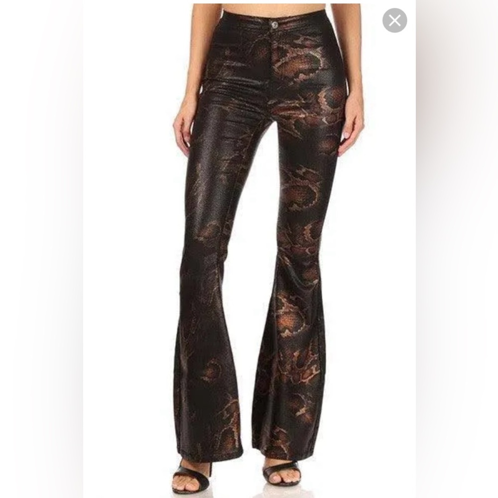 Snakeskin Flare Pants